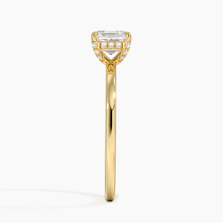 Lumiere 1.5mm Diamond Ring Yellow Gold 18k Asscher Engagement Ring