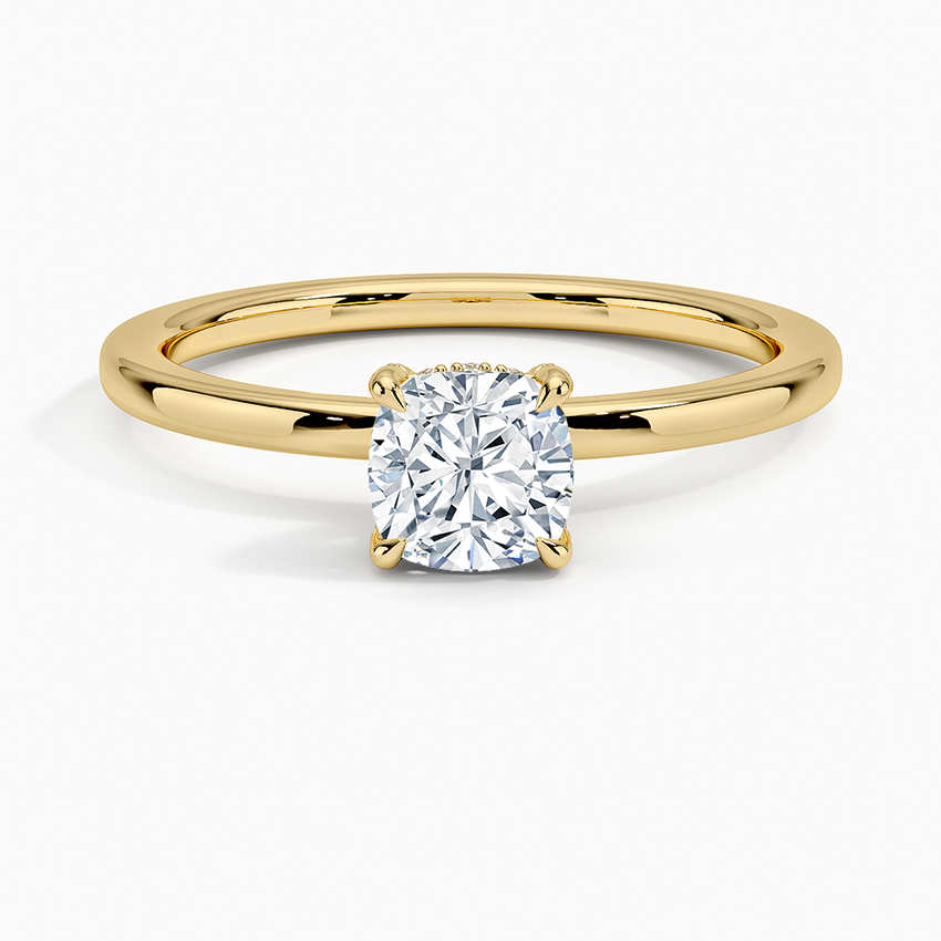 Lumiere 1.5mm Diamond Ring Yellow Gold 18k Cushion Engagement Ring