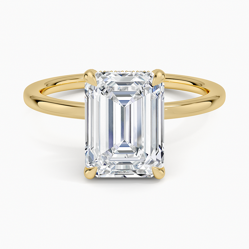 Lumiere 1.5mm Diamond Ring Yellow Gold 18k Emerald Engagement Ring