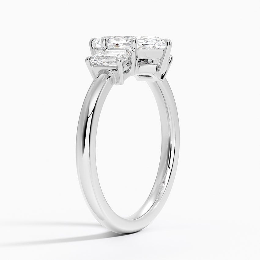 Rhiannon Emerald Cut Three Stone Diamond Ring (1/2 ct. tw.) Platinum Marquise Engagement Ring