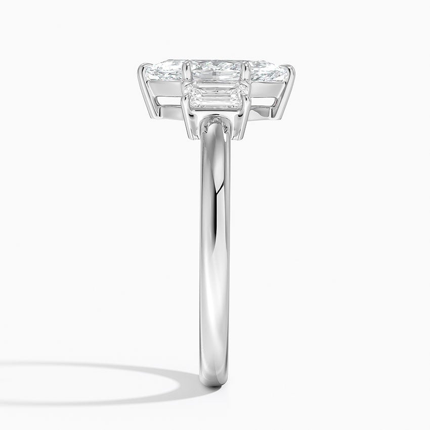 Rhiannon Emerald Cut Three Stone Diamond Ring (1/2 ct. tw.) Platinum Marquise Engagement Ring