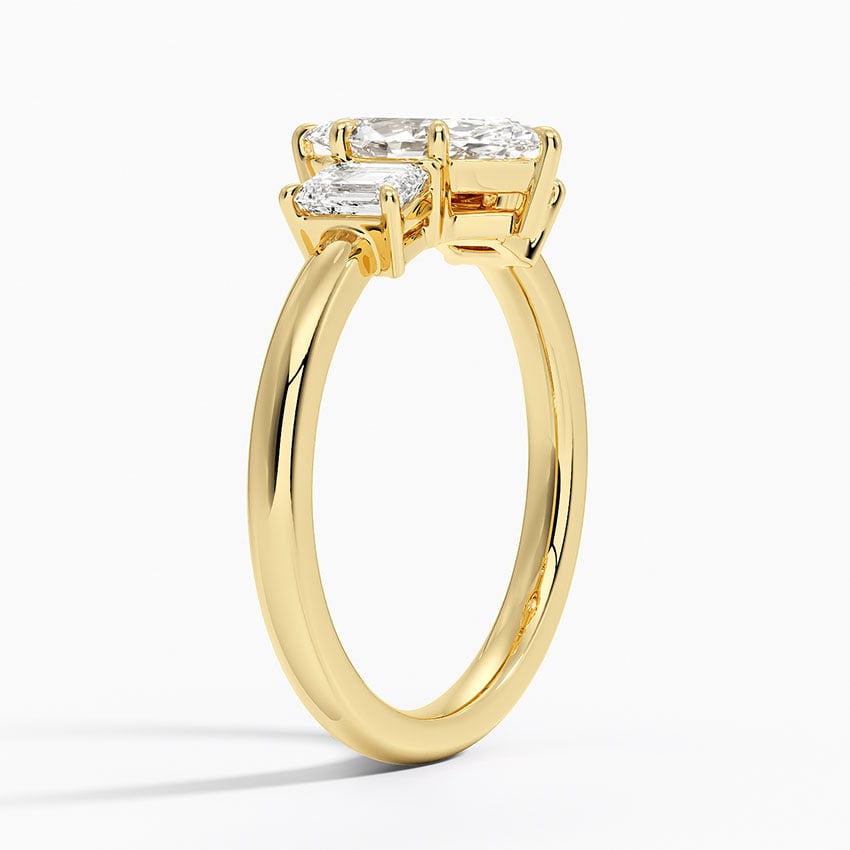 Rhiannon Emerald Cut Three Stone Diamond Ring (1/2 ct. tw.) Yellow Gold 18k Marquise Engagement Ring