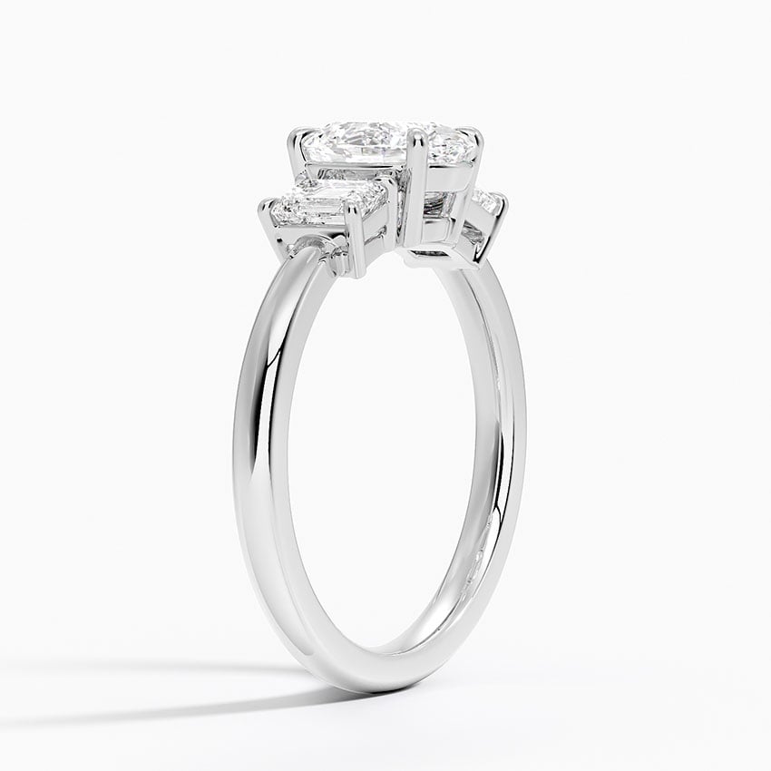 Rhiannon Emerald Cut Three Stone Diamond Ring (1/2 ct. tw.) Platinum Oval Engagement Ring