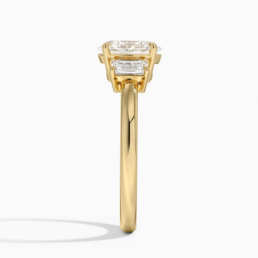 Rhiannon Emerald Cut Three Stone Diamond Ring (1/2 ct. tw.) Yellow Gold 18k Oval Engagement Ring
