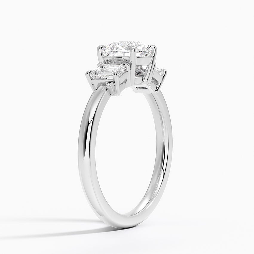 Rhiannon Emerald Cut Three Stone Diamond Ring (1/2 ct. tw.) Platinum Round Engagement Ring