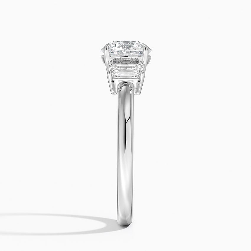 Rhiannon Emerald Cut Three Stone Diamond Ring (1/2 ct. tw.) Platinum Round Engagement Ring
