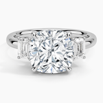 Rhiannon Emerald Cut Three Stone Diamond Ring (1/2 ct. tw.) Platinum Cushion Engagement Ring