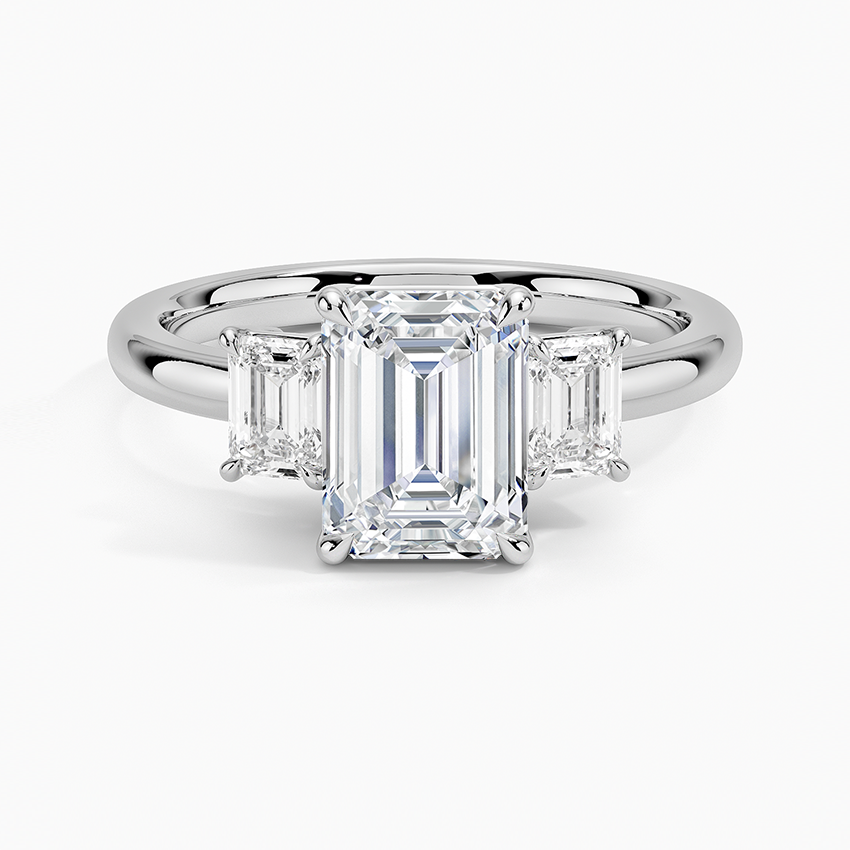 Rhiannon Emerald Cut Three Stone Diamond Ring (1/2 ct. tw.) Platinum Emerald Engagement Ring