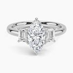 Rhiannon Emerald Cut Three Stone Diamond Ring (1/2 ct. tw.) Platinum Marquise Engagement Ring