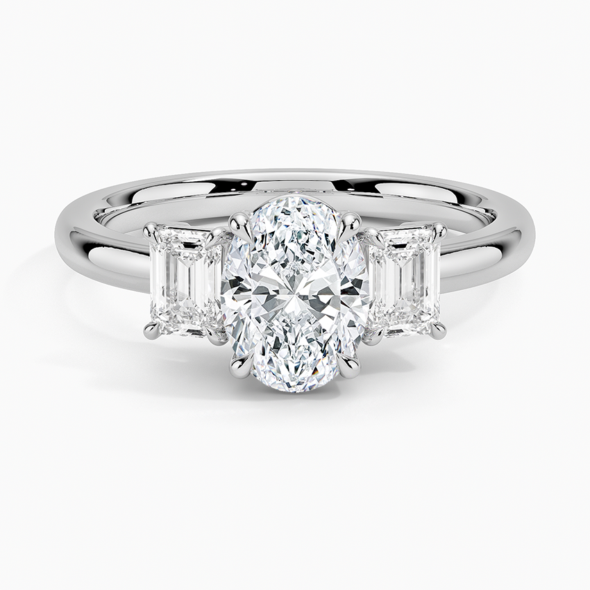 Rhiannon Emerald Cut Three Stone Diamond Ring (1/2 ct. tw.) Platinum Oval Engagement Ring