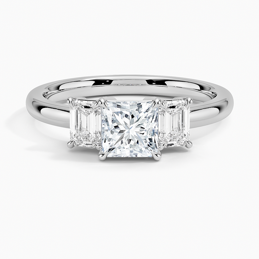 Rhiannon Emerald Cut Three Stone Diamond Ring (1/2 ct. tw.) Platinum Princess Engagement Ring