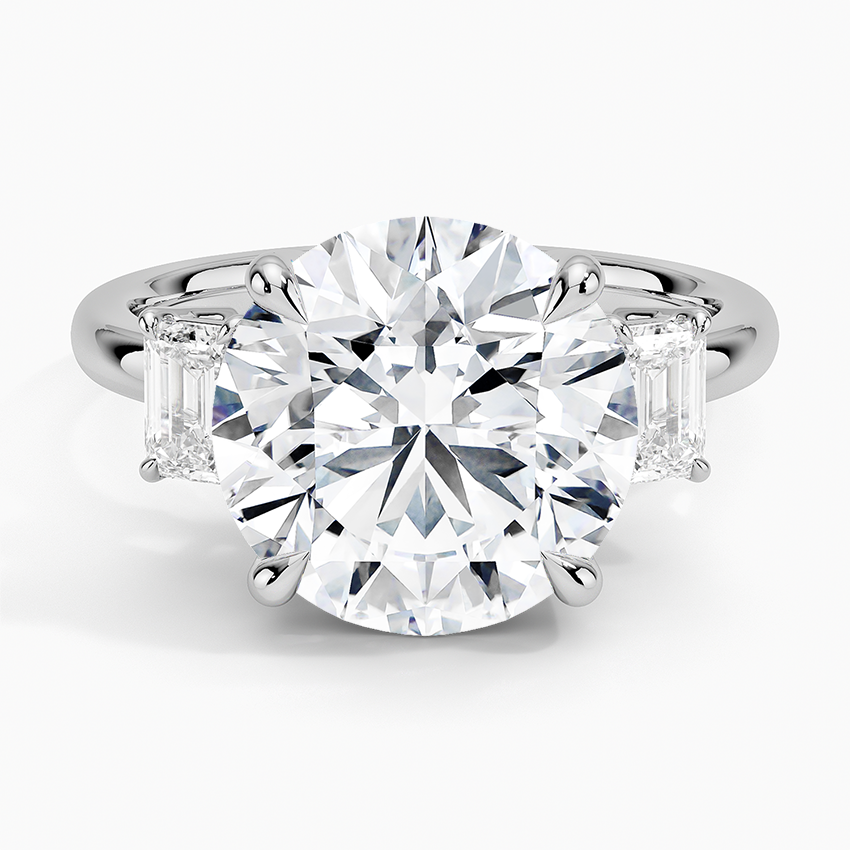 Rhiannon Emerald Cut Three Stone Diamond Ring (1/2 ct. tw.) Platinum Round Engagement Ring