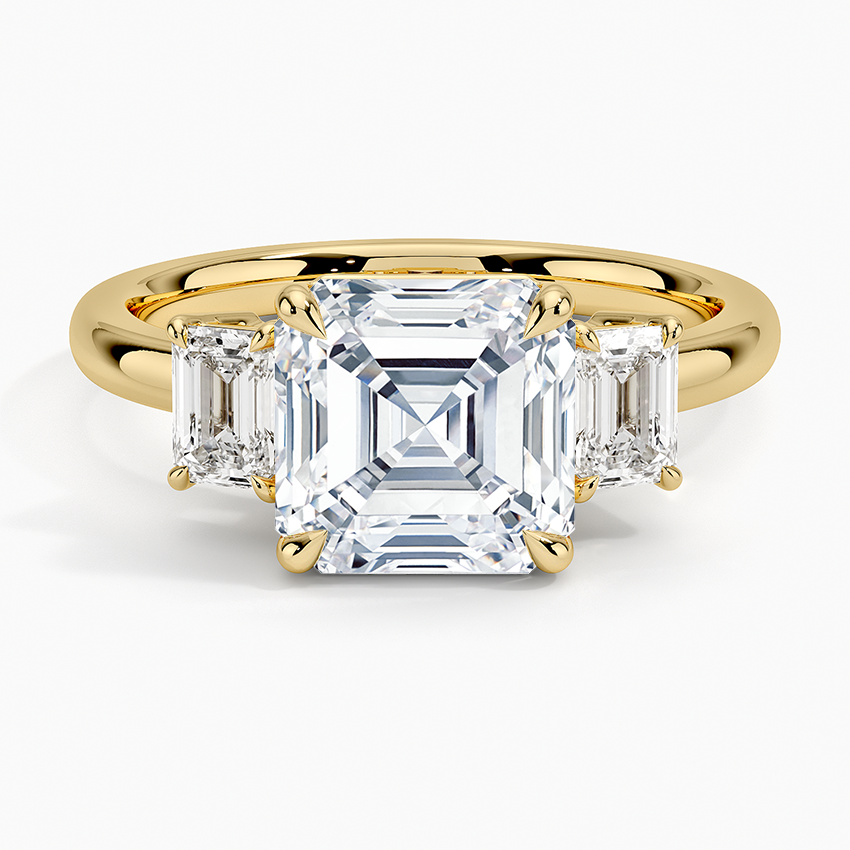 Rhiannon Emerald Cut Three Stone Diamond Ring (1/2 ct. tw.) Yellow Gold 18k Asscher Engagement Ring