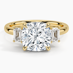 Rhiannon Emerald Cut Three Stone Diamond Ring (1/2 ct. tw.) Yellow Gold 18k Cushion Engagement Ring