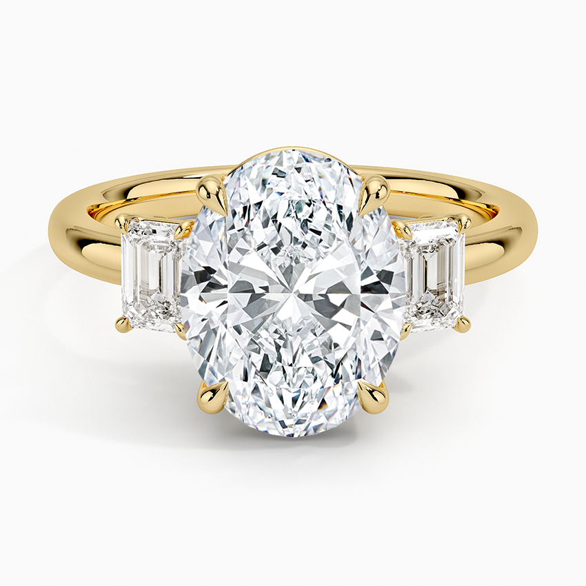 Rhiannon Emerald Cut Three Stone Diamond Ring (1/2 ct. tw.) Yellow Gold 18k Oval Engagement Ring
