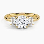 Rhiannon Emerald Cut Three Stone Diamond Ring (1/2 ct. tw.) Yellow Gold 18k Round Engagement Ring