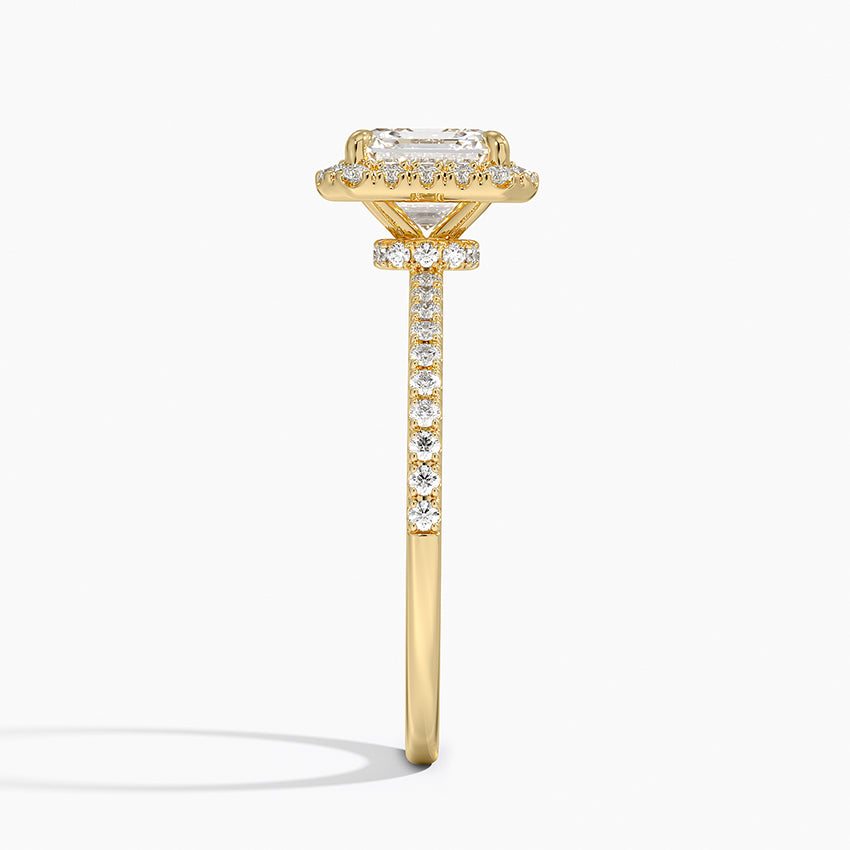 Waverly Hidden Halo Diamond Ring Yellow Gold 18k Asscher Engagement Ring