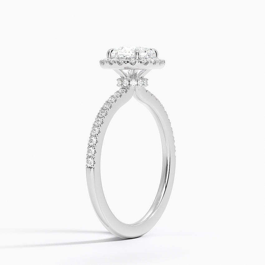 Waverly Hidden Halo Diamond Ring Platinum Cushion Engagement Ring
