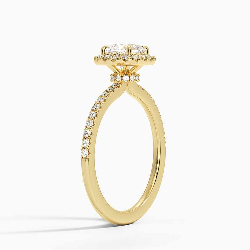 Waverly Hidden Halo Diamond Ring Yellow Gold 18k Cushion Engagement Ring