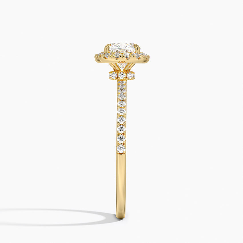 Waverly Hidden Halo Diamond Ring Yellow Gold 18k Cushion Engagement Ring
