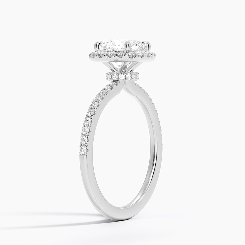 Waverly Hidden Halo Diamond Ring Platinum Cushion Engagement Ring
