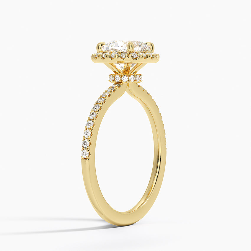 Waverly Hidden Halo Diamond Ring Yellow Gold 18k Cushion Engagement Ring