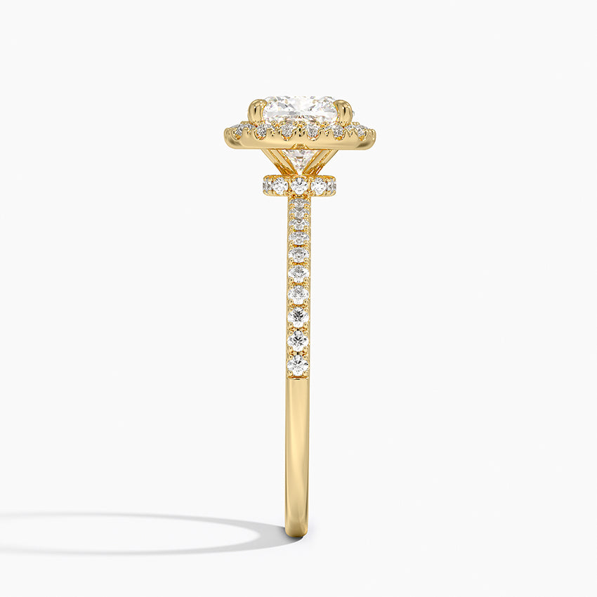 Waverly Hidden Halo Diamond Ring Yellow Gold 18k Cushion Engagement Ring