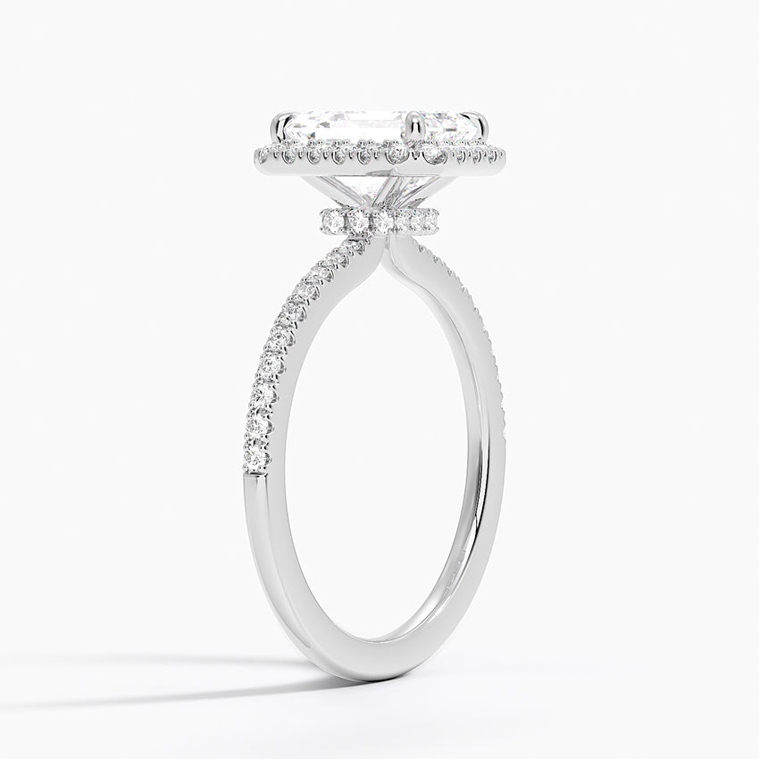 Waverly Hidden Halo Diamond Ring Platinum Emerald Engagement Ring
