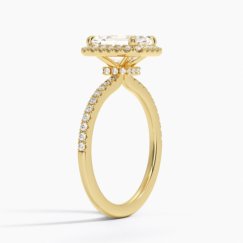 Waverly Hidden Halo Diamond Ring Yellow Gold 18k Emerald Engagement Ring
