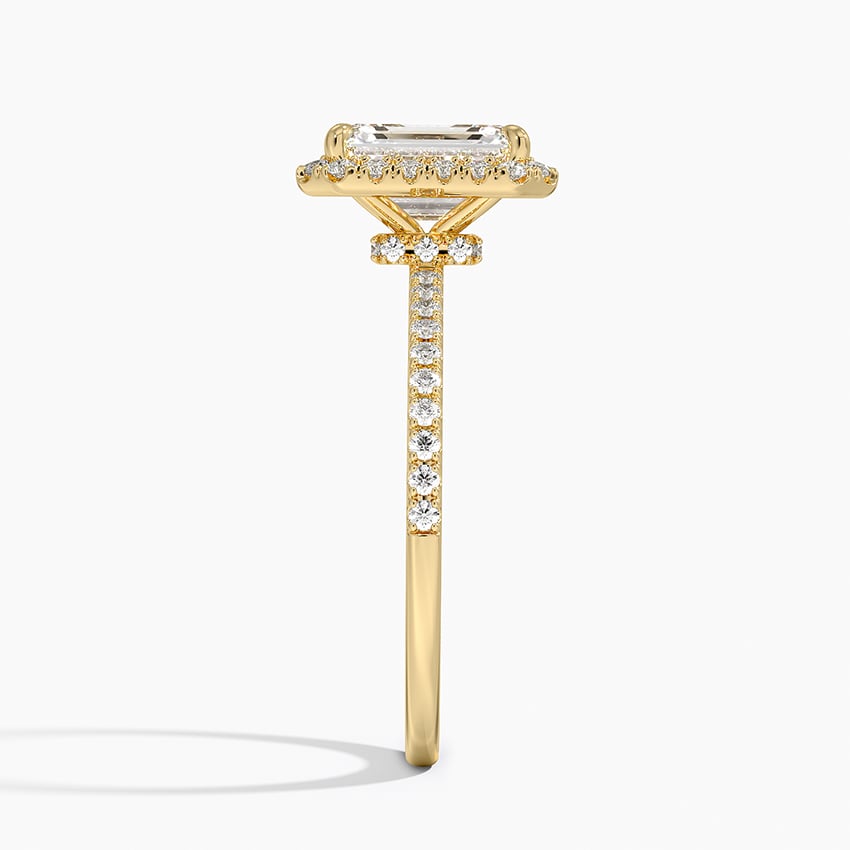 Waverly Hidden Halo Diamond Ring Yellow Gold 18k Emerald Engagement Ring
