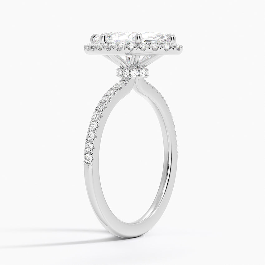 Waverly Hidden Halo Diamond Ring Platinum Marquise Engagement Ring