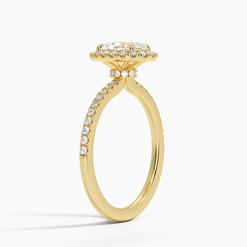 Waverly Hidden Halo Diamond Ring Yellow Gold 18k Oval Engagement Ring
