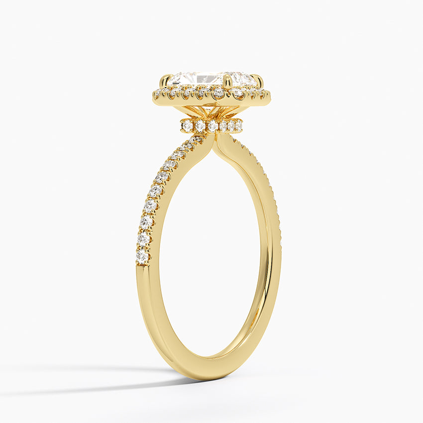 Waverly Hidden Halo Diamond Ring Yellow Gold 18k Radiant Engagement Ring