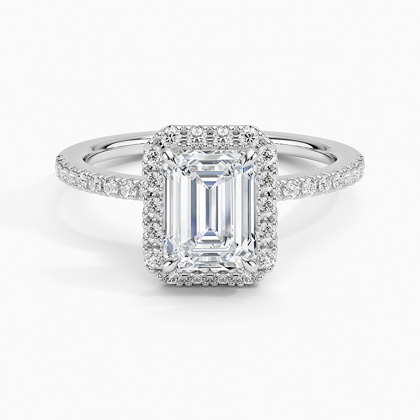 Waverly Hidden Halo Diamond Ring Platinum Emerald Engagement Ring