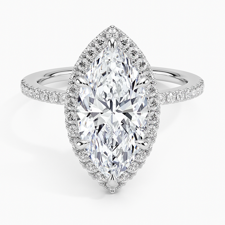 Waverly Hidden Halo Diamond Ring Platinum Marquise Engagement Ring