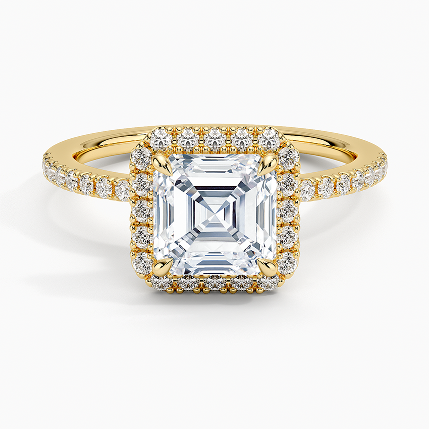 Waverly Hidden Halo Diamond Ring Yellow Gold 18k Asscher Engagement Ring