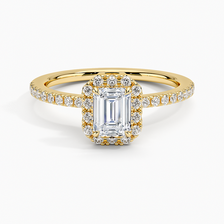 Waverly Hidden Halo Diamond Ring Yellow Gold 18k Emerald Engagement Ring