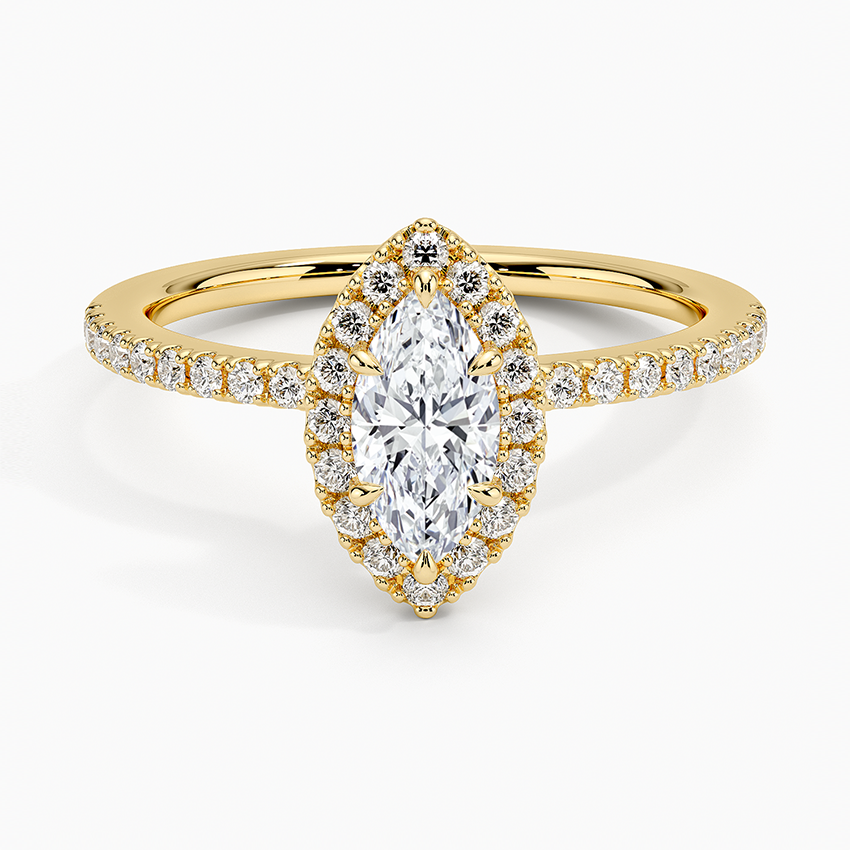 Waverly Hidden Halo Diamond Ring Yellow Gold 18k Marquise Engagement Ring