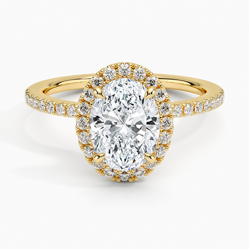Waverly Hidden Halo Diamond Ring Yellow Gold 18k Oval Engagement Ring