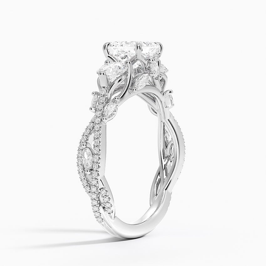 Luxe Secret Garden Three Stone Diamond Ring (1 ct. tw.) Platinum Asscher Engagement Ring