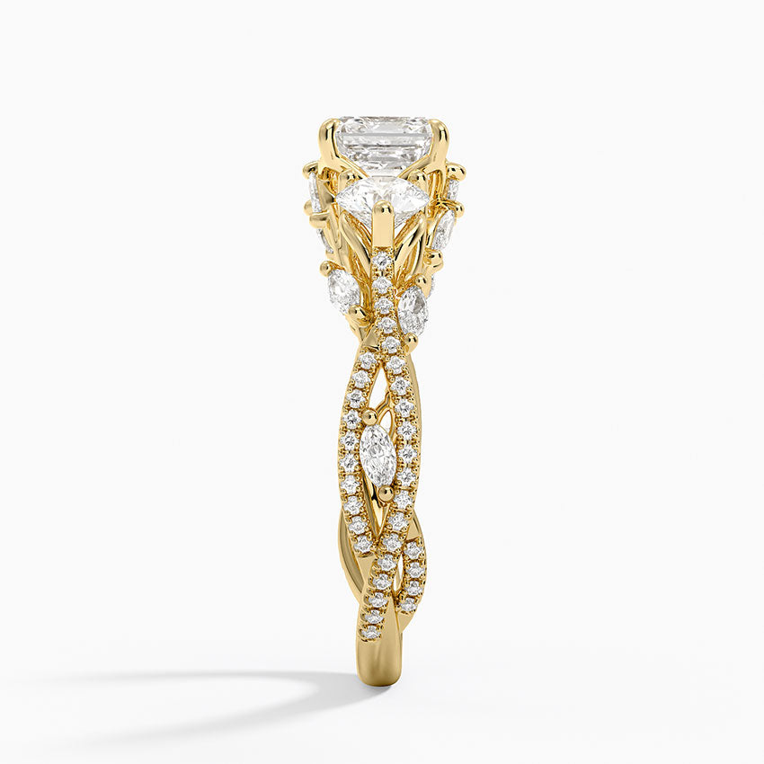 Luxe Secret Garden Three Stone Diamond Ring (1 ct. tw.) Yellow Gold 18k Asscher Engagement Ring