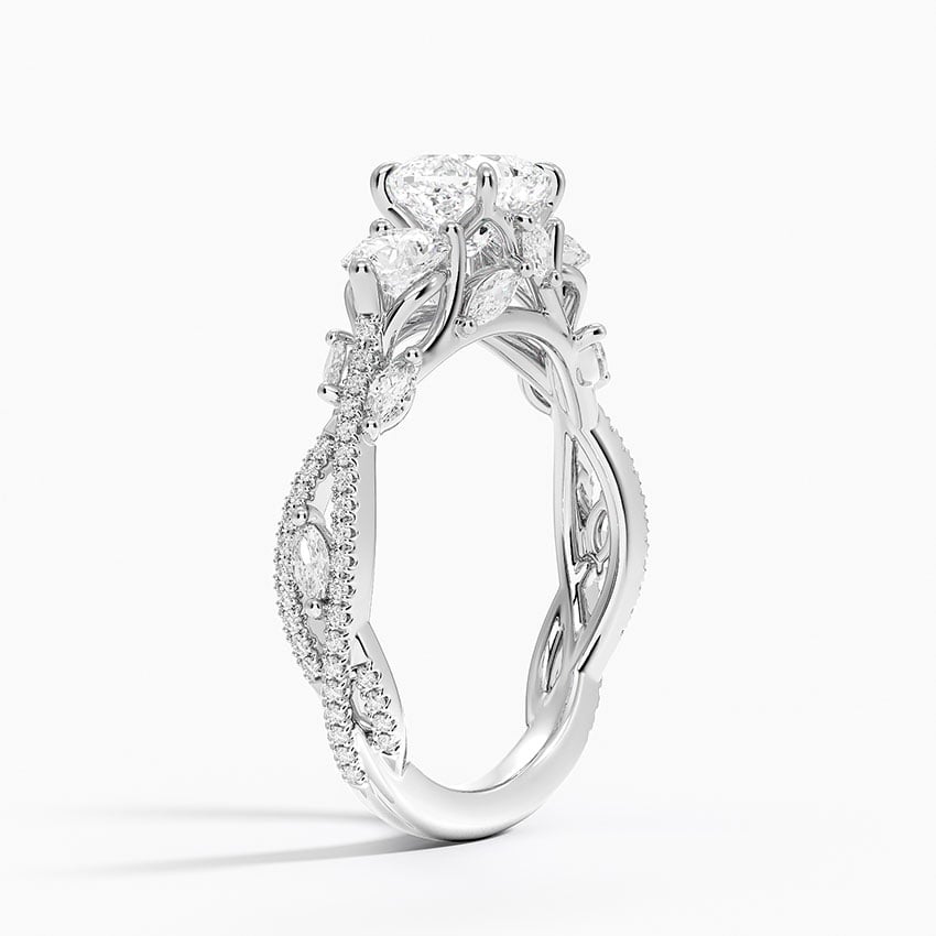 Luxe Secret Garden Three Stone Diamond Ring (1 ct. tw.) Platinum Cushion Engagement Ring