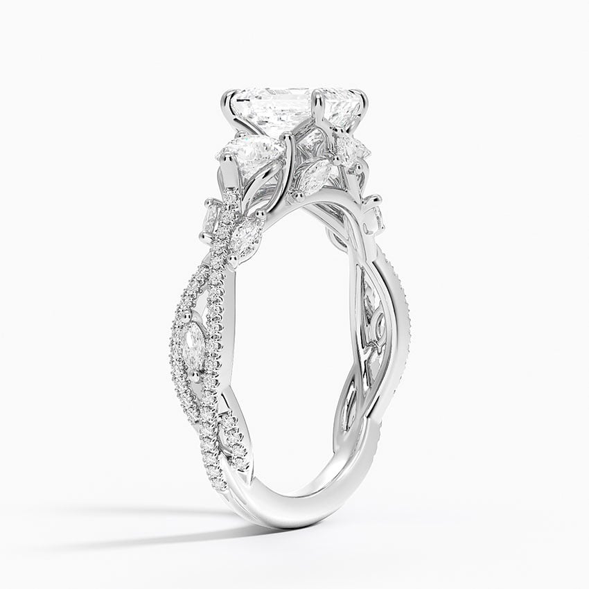 Luxe Secret Garden Three Stone Diamond Ring (1 ct. tw.) Platinum Emerald Engagement Ring