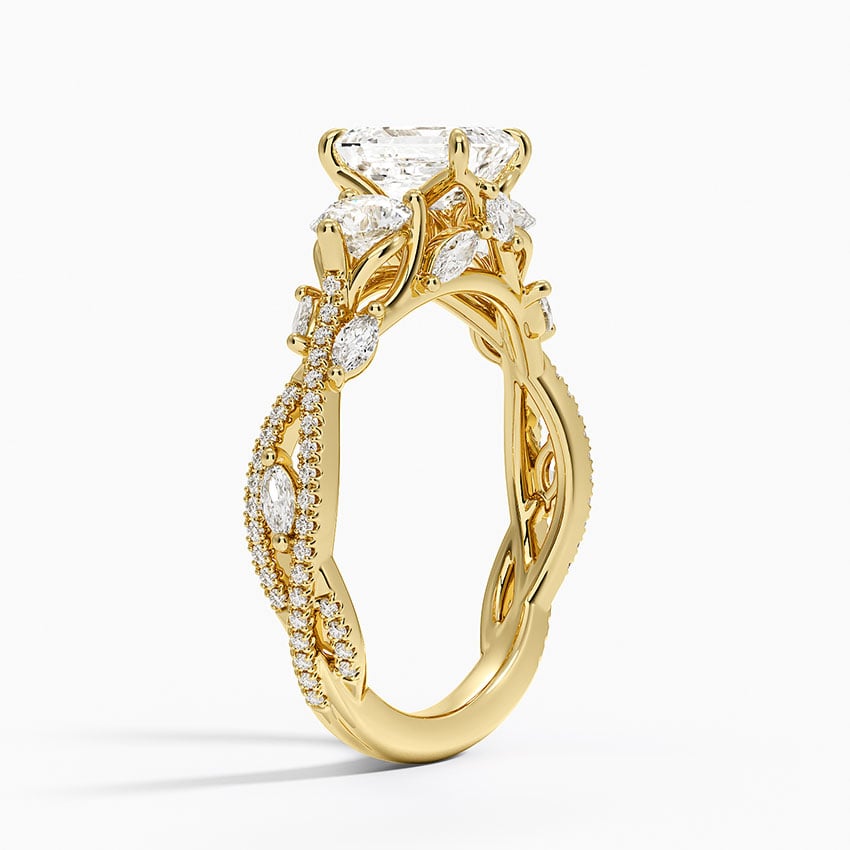 Luxe Secret Garden Three Stone Diamond Ring (1 ct. tw.) Yellow Gold 18k Emerald Engagement Ring