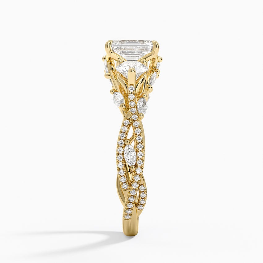 Luxe Secret Garden Three Stone Diamond Ring (1 ct. tw.) Yellow Gold 18k Emerald Engagement Ring