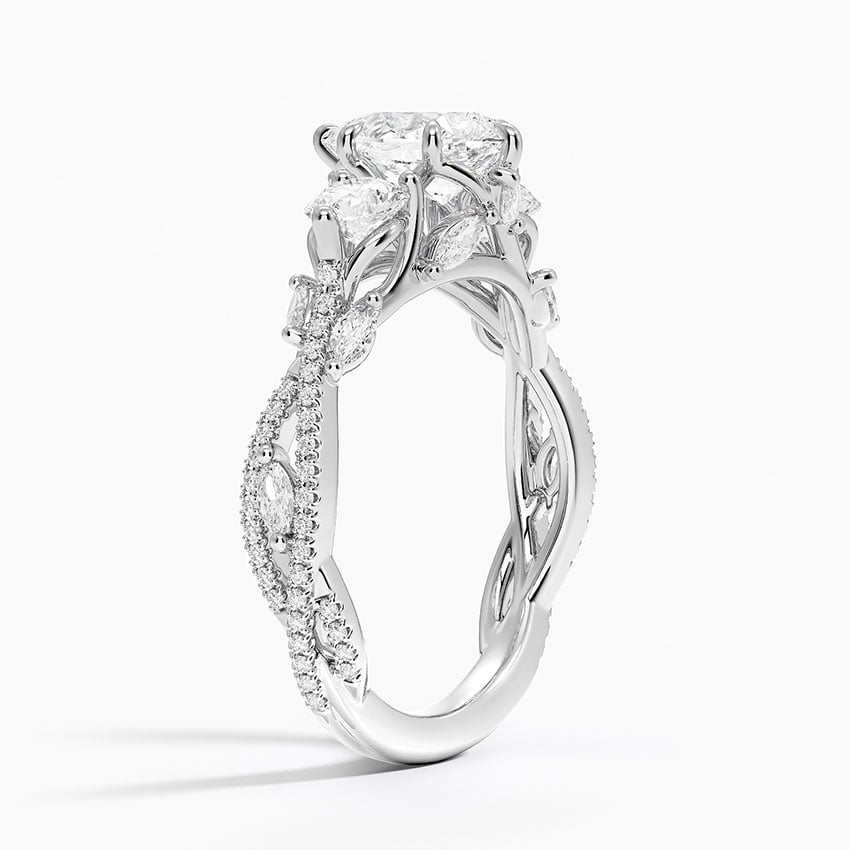 Luxe Secret Garden Three Stone Diamond Ring (1 ct. tw.) Platinum Pear Engagement Ring