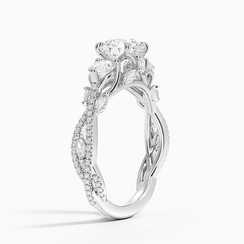 Luxe Secret Garden Three Stone Diamond Ring (1 ct. tw.) Platinum Round Engagement Ring