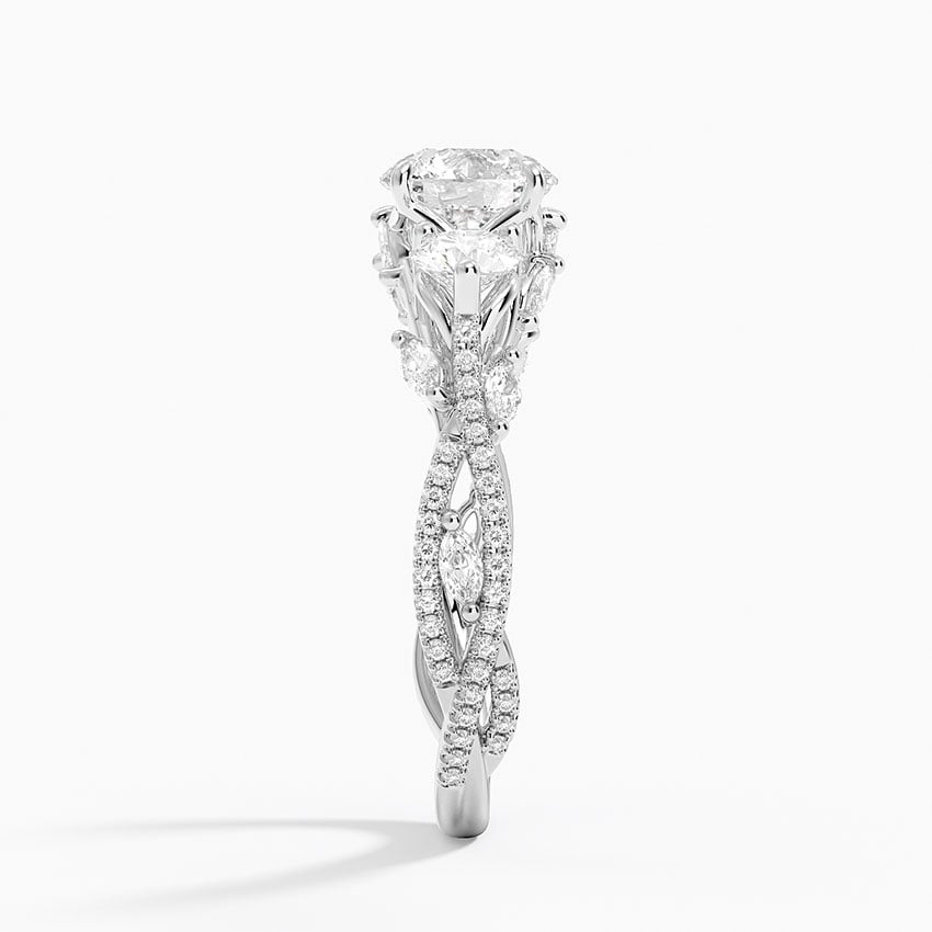 Luxe Secret Garden Three Stone Diamond Ring (1 ct. tw.) Platinum Round Engagement Ring