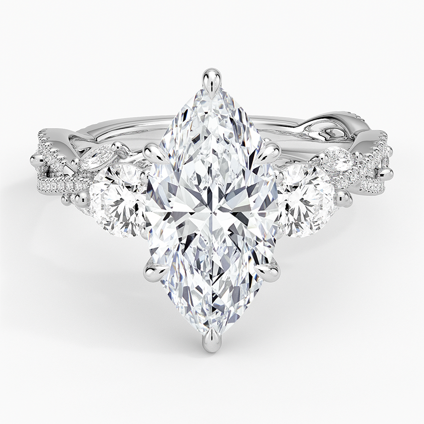 Luxe Secret Garden Three Stone Diamond Ring (1 ct. tw.) Platinum Marquise Engagement Ring