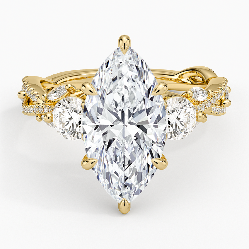 Luxe Secret Garden Three Stone Diamond Ring (1 ct. tw.) Yellow Gold 18k Marquise Engagement Ring